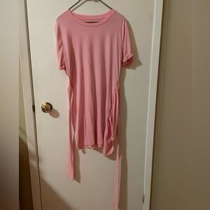 Source Unknown Light Pink Tie-Detail Tee Tunic